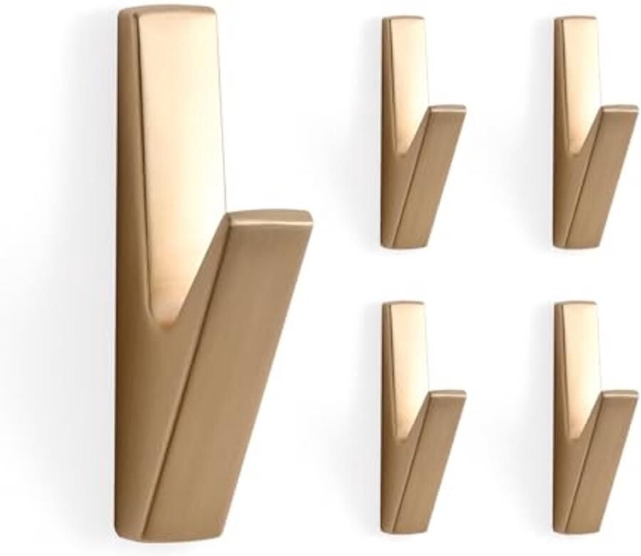 Gouden Muurhaak Met 5 Haken Elegante Kapstok voor Deur en Wand