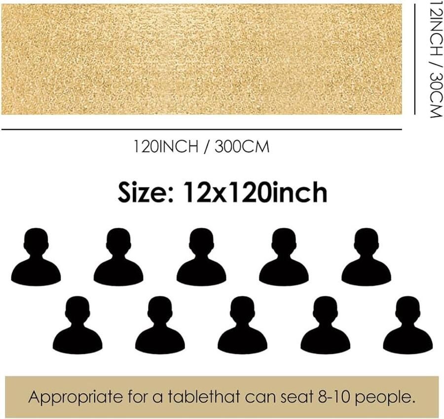 Gouden Pailletten Tafelloper Glanzend Polyester 30 x 300cm