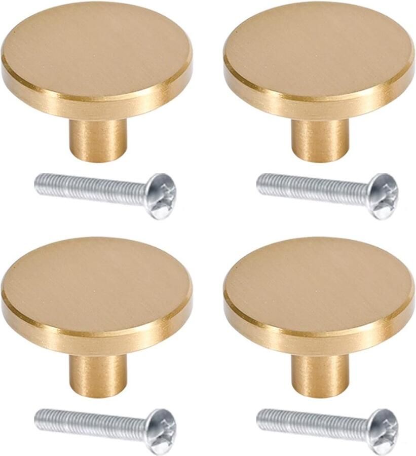 Gouden ronde kledingkast handgrepen set van 4 massief messing
