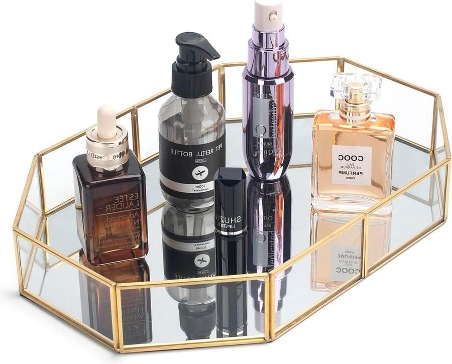 Gouden spiegel lade glazen make-uplade parfumlade decoratieve lade ijdelheid dressoir badkameraanrecht groot