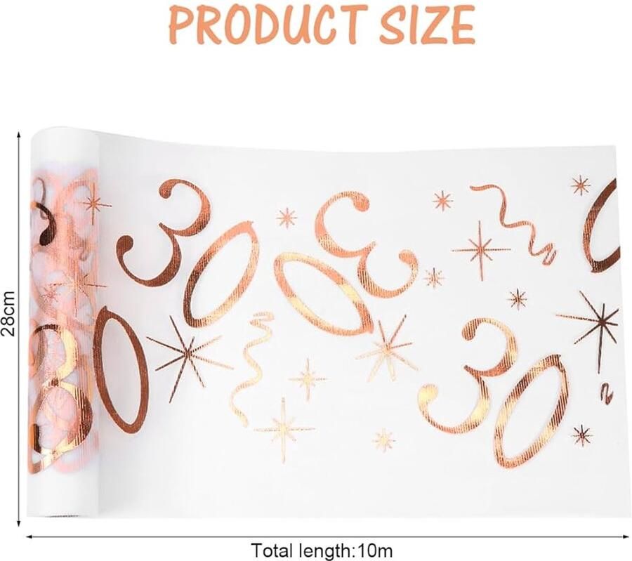 Gouden tafelloper 30e verjaardag feestdecoratie 1 stuk 28cm x 10m