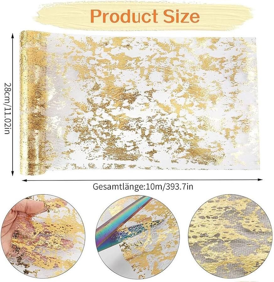 Gouden Tafelloper Rol Tafeldecoratie 1 stuk Polyester 28 cm x 10 m