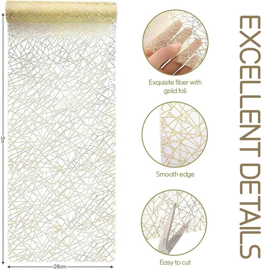 Gouden Tafelloper Tafeldecoratie voor Feesten 1 stuk 28 cm x 5 m