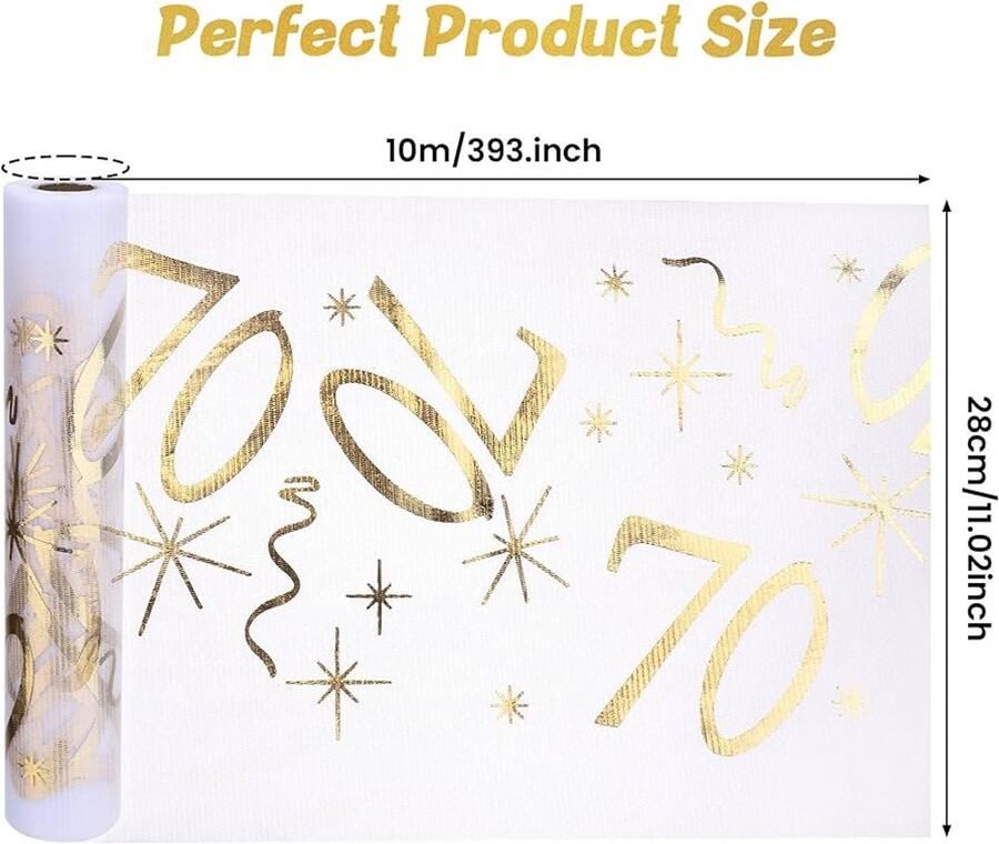 Gouden tafelloper voor 70e verjaardag 1 stuk polyester 28 cm x 10 m