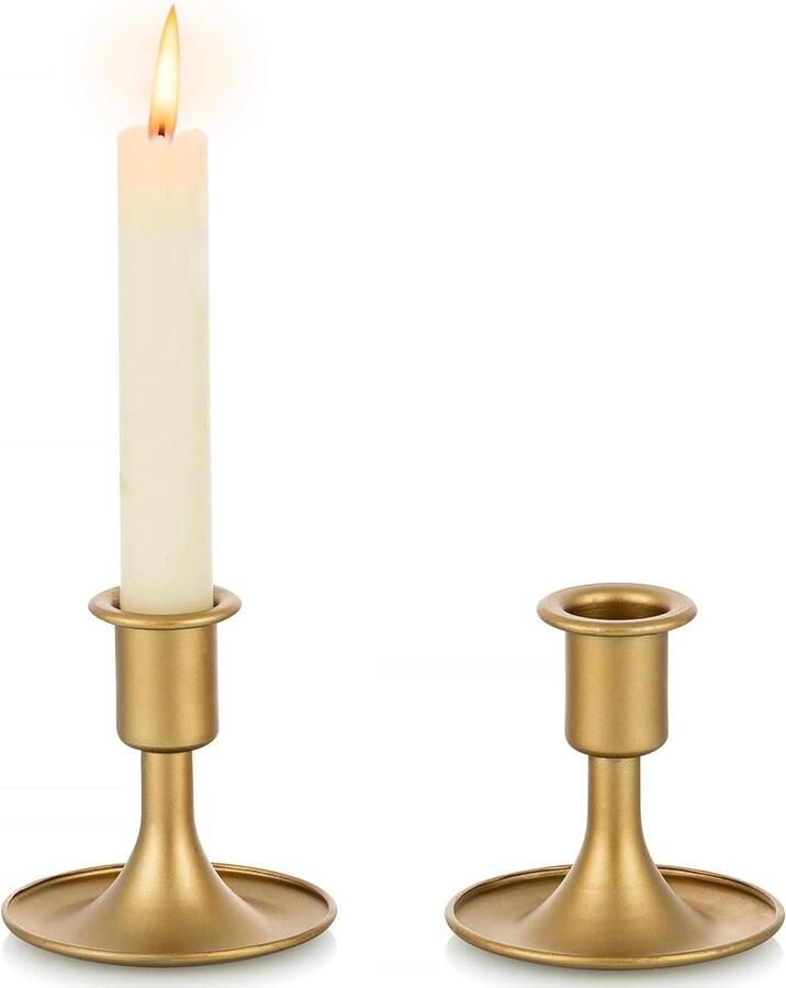 Gouden Taper Kaarsenhouder Set van 2 voor Tafel Middenstuk Bruiloftsreceptie Feestelijke Kerst Mantel Decoratie