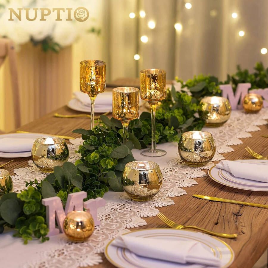 Gouden Theelichthouders 7.6cm Breed 12 Stuks Glazen Waxinelichthouder Votief Bulk Kwik Ronde Kleine Vaas Votief Kaarsenhouder Kerst Schoorsteenmantel Eetkamers Bruiloft Tafel Decoraties Cadeau