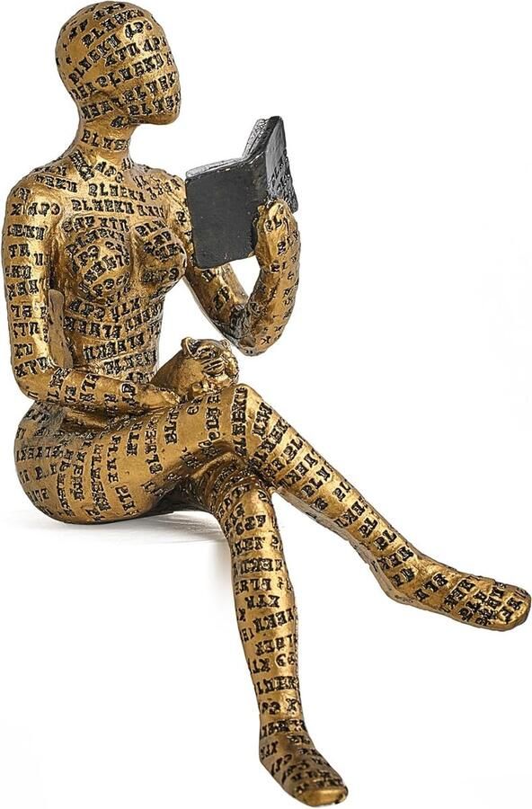 Gouden Thinker Leesbeelden voor Home Decor Pulp Vrouwen Figuur Boekenkast Decoratie Decoraties voor Woonkamer Kantoor Moderne Abstracte Harssculpturen voor Salontafel Top Decor Geschenken voor
