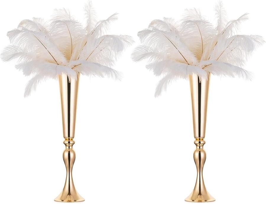 Gouden vaas voor bruiloft centerpieces 2 stuks 555 cm hoge bloem trompet vazen metalen standaard bruiloft tafel centerpieces verjaardagsfeestje verjaardag decoraties