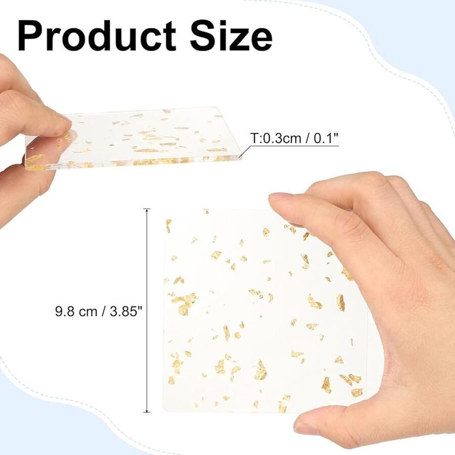 Gouden vierkante onderzetters set van 2 acryl