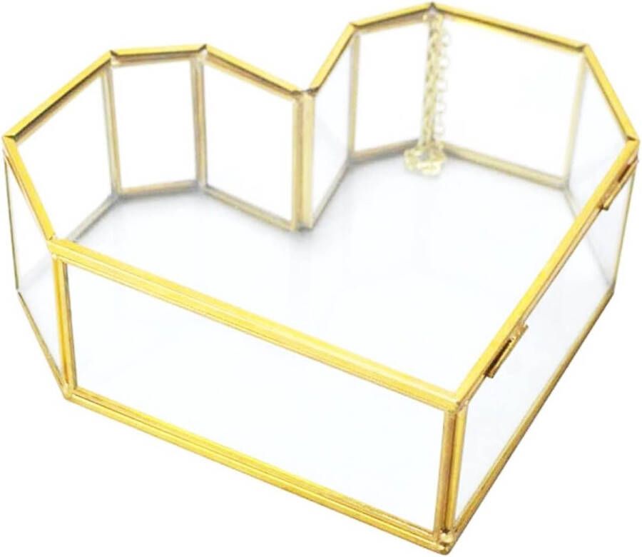 Gouden vintage sieradendoos sieradenkoffer glazen sieradendoos voor tafelopzetstukken display-sieraden decoratieve commode bruiloft