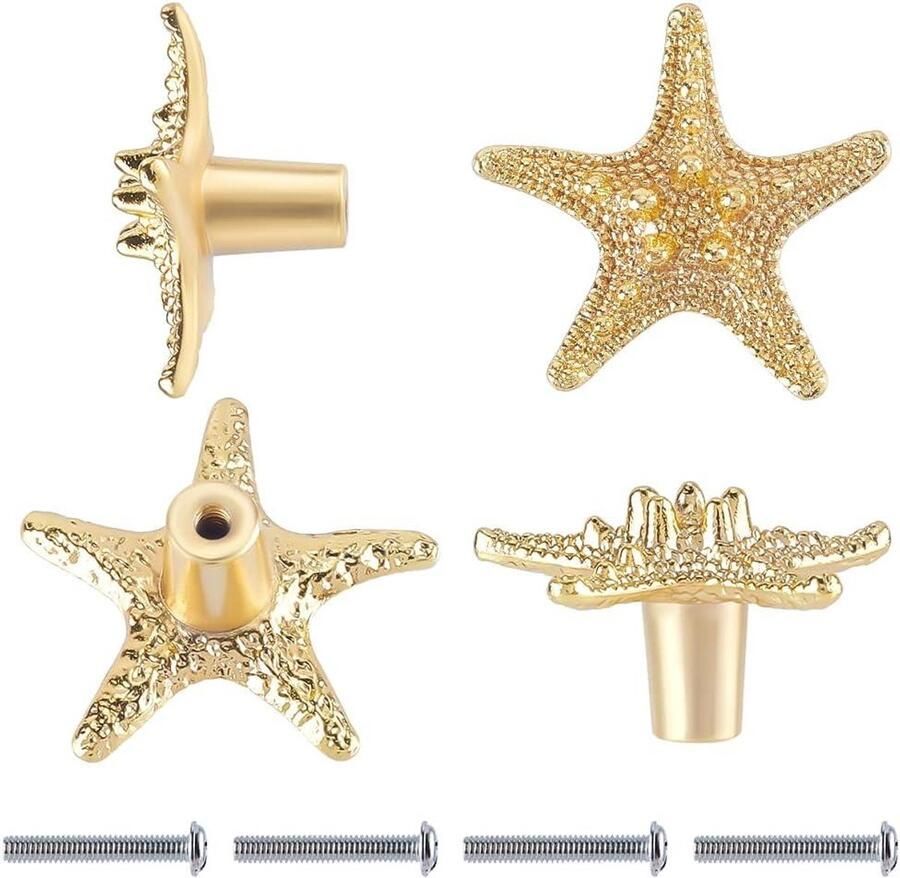 Gouden Zee Kastknoppen Dressoir Knoppen Lade Handgrepen van Legering Enkel Gat Handvat met Schroeven voor Meubels Keuken Kast Deurkast Garderobe 29x13cm