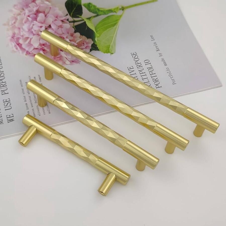 Goudkleurige kastgrepen moderne meubelgrepen set van 6 aluminium