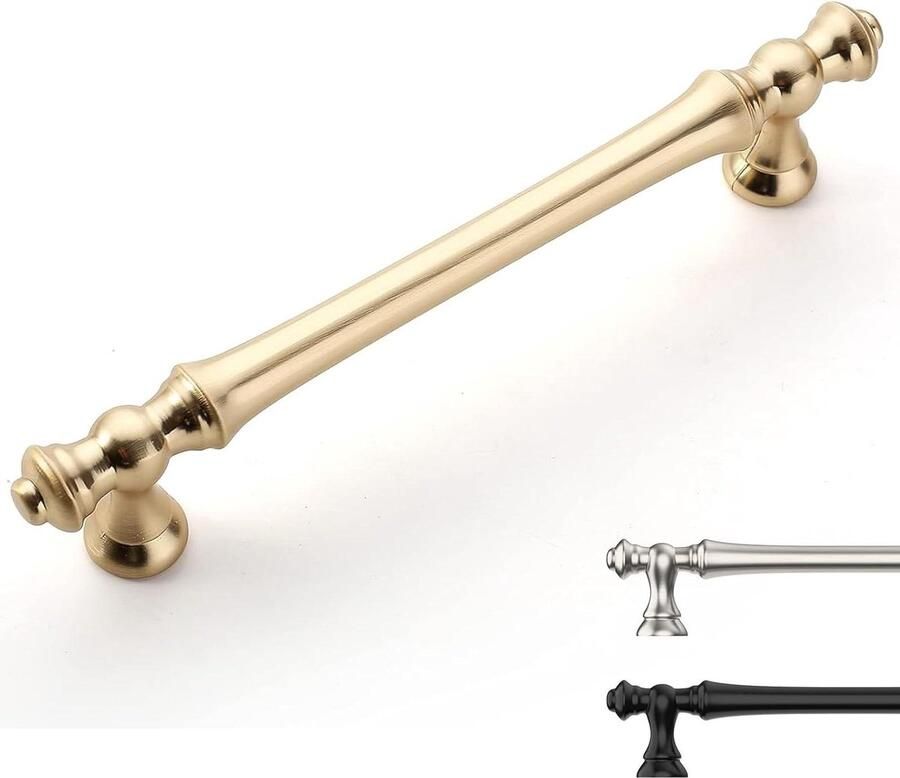 Goudkleurige kastgrepen Set van 6 Gatafstand 128 mm Zinklegering Keukenkast handgrepen