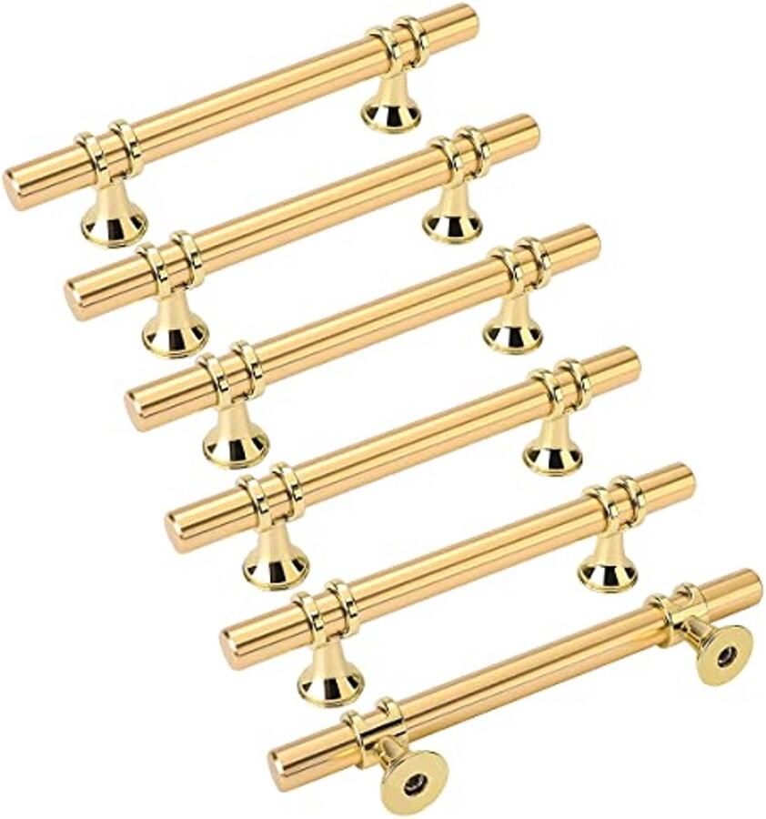 Goudkleurige meubelgrepen 6 stuks – Keukendeurgrepen en ladegrepen met afstand 96 mm
