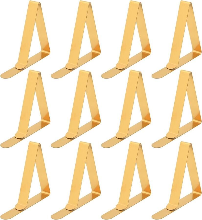 Goudkleurige tafelkleedklemmen beveiliging voor tafelkleed 12 stuks 4 5 cm