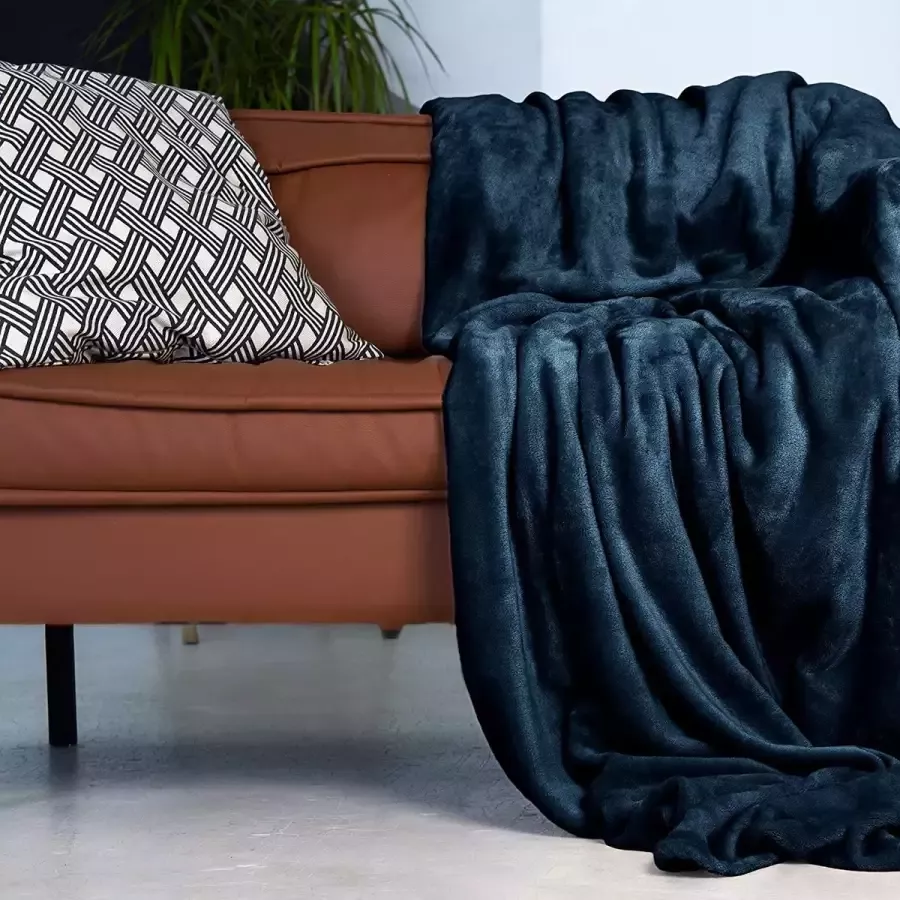Gräfenstayn knuffeldeken fluffy & super zacht hoge kwaliteit fleece deken ook perfect als woondeken sprei sofa deken & zomerdeken geschikt elegante gooideken voor sofa & bank (Turquoise 200x150 cm)