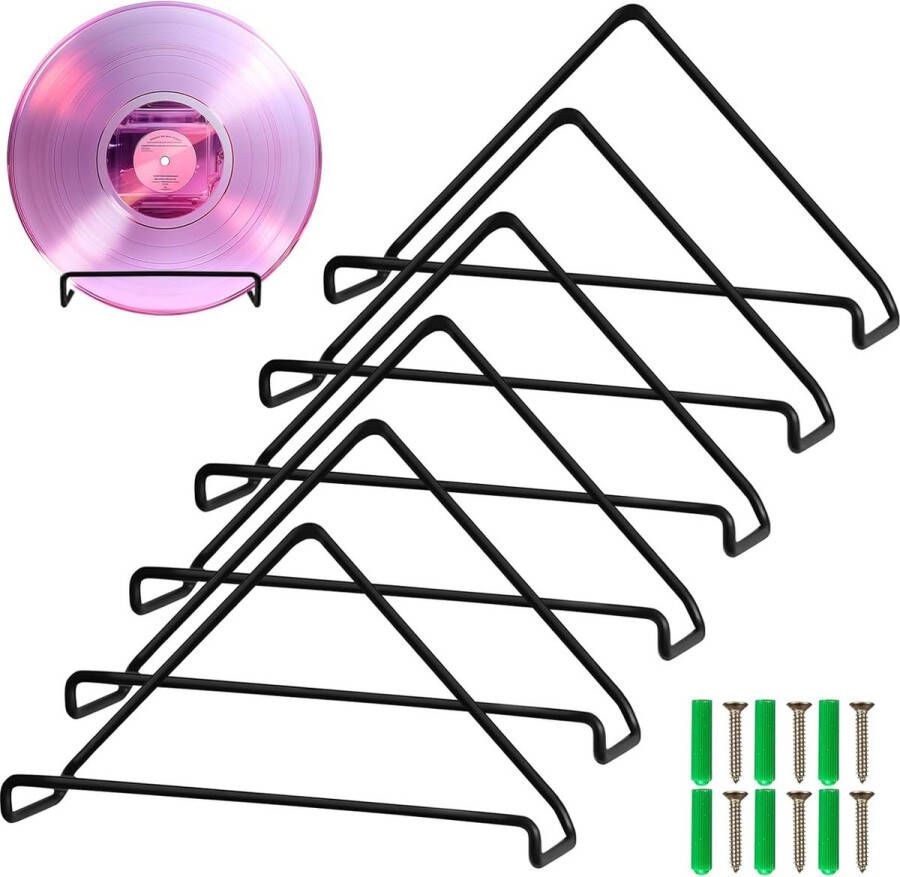 Grammofoonplaten wandhouder 6-delige set vinylplatenstandaard vinyl wandhouder kan worden gebruikt voor het plaatsen van hoesjes wanddecoratie voor aan de muur