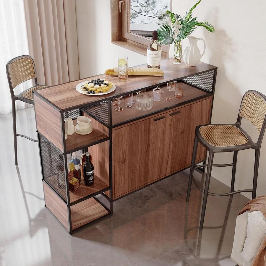 Gran Vida Bartafel Industrieel Ontwerp Stijlvol Opslagmeubel 138 x 40 x 93