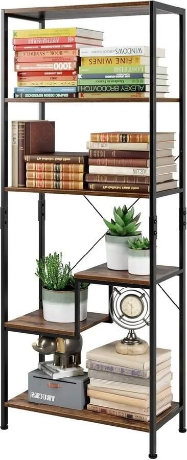 Gran Vida Boekenkast met Industrieel Design Hoogwaardige Materialen Praktische Opbergruimte 63 x 30 x 159