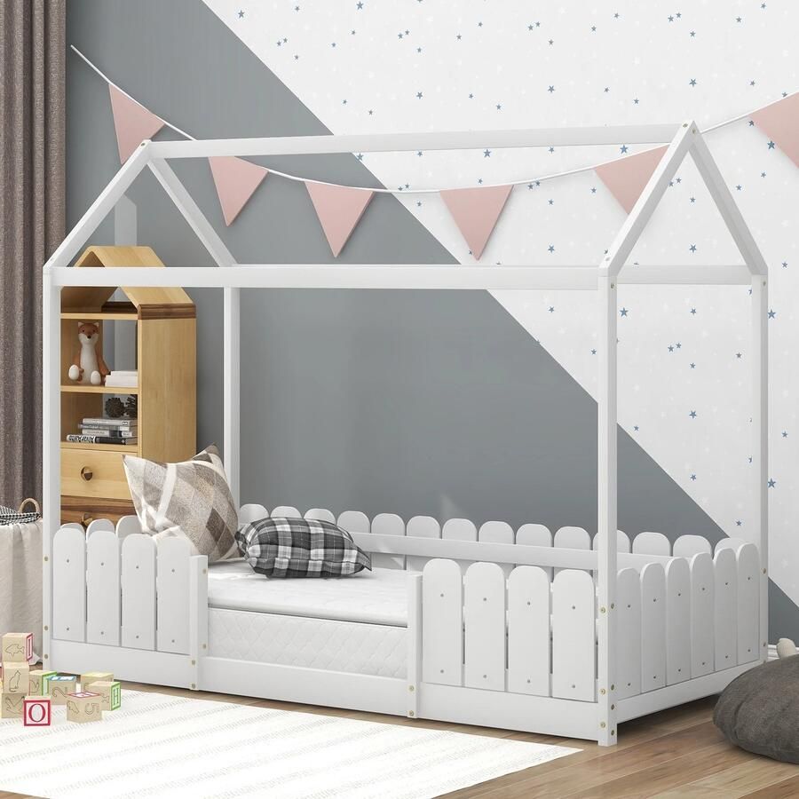 Gran Vida Grondbed met Huisvormig Design Kinderbed Ivoor
