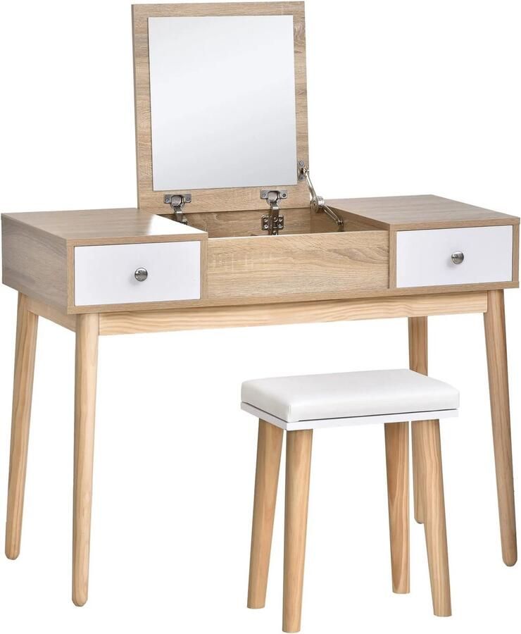 Gran Vida Kaptafel Inclusief Spiegel & Kruk 100x45x75