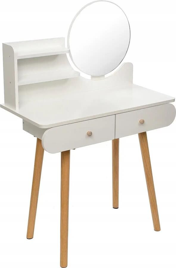 Gran Vida Kaptafel Met Spiegel en Lade Inclusief Planken Wit Houtlook 72 x 40 x 122