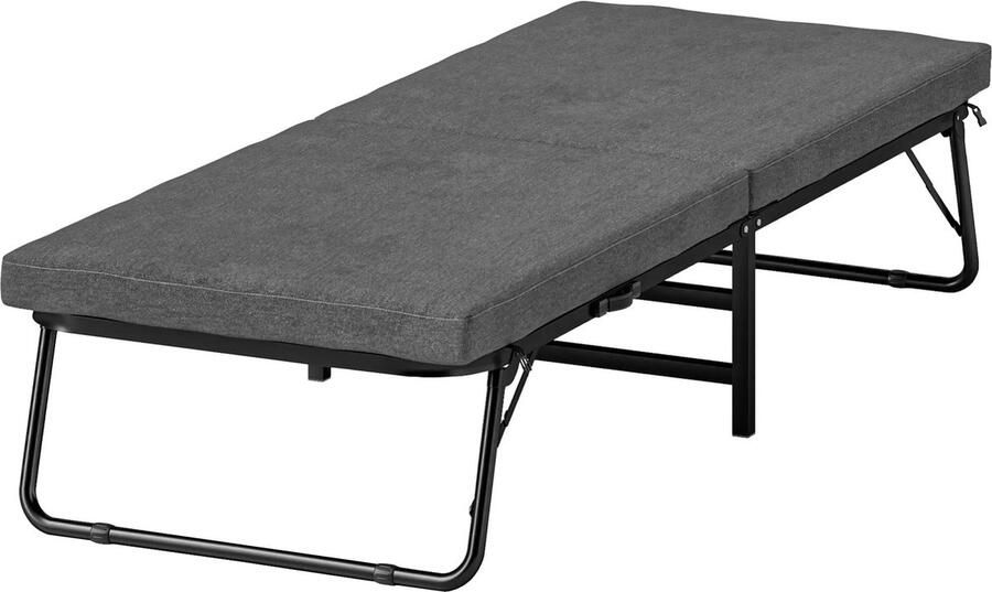 Gran Vida Opklapbaar Eenpersoonsbed Opklapbaar Comfortabel 7 cm Dikke Matras Verstelbare Rugleuning Grijs 180x70x38 cm