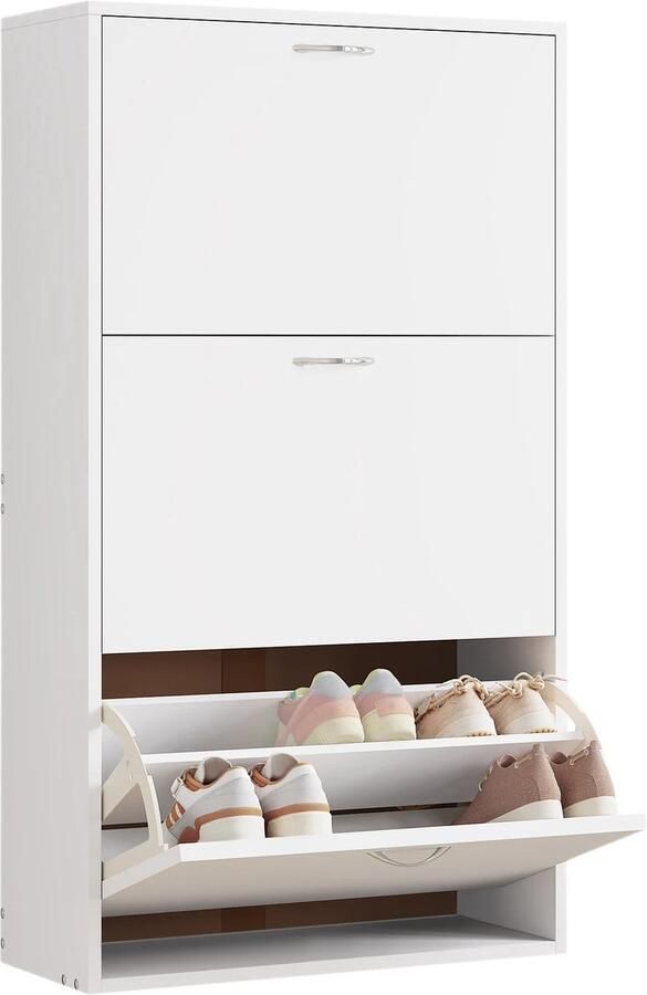 Gran Vida Schoenenkast Ruimtebesparend 3 Lades Voor 12-18 Paar Schoenen Wit 58x104x23 cm