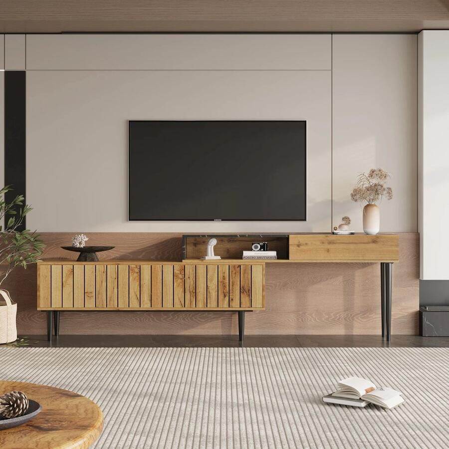 Gran Vida TV-Kast Modern Industrieel Ontwerp Hout met Marmer 180 x 27 x 58