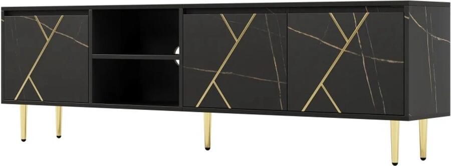 Gran Vida TV-Meubel Zwart Marmer met Gouden Accenten 200 x 35 x 60