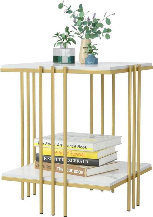 Gran VidaÂ Bijzettafel met Marmeren Top & Gouden Poten Luxueuze Uitstraling & Multifunctioneel Design