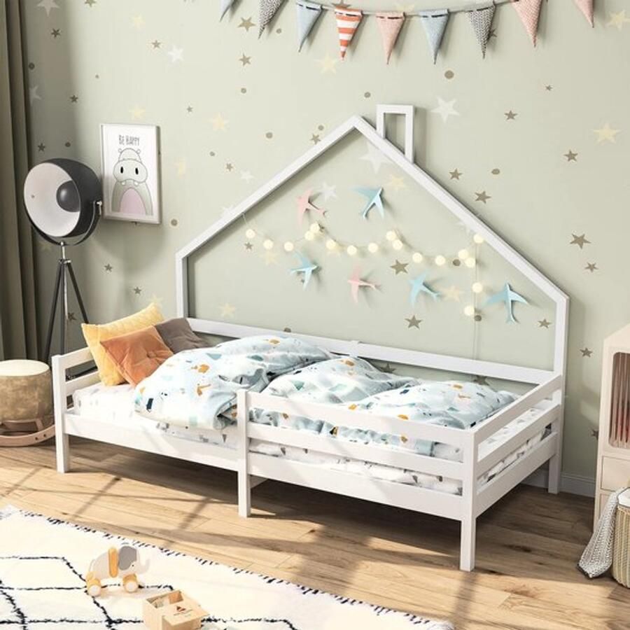 Gran VidaÂ Kinderbed Inclusief Lattenbodem Veilige Valbescherming Voor Kinderen 90x200 cm