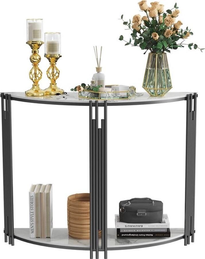 Gran VidaÂ Moderne Consoletafel Glanzende Witte Gesinterde Stenen Top Haltafel Marmerlook 100 x 30 x 78