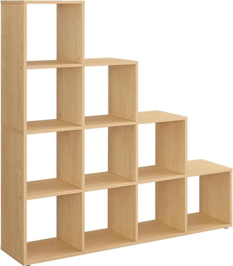 Gran VidaÂ Open Vakkenkast Stijlvol Design Praktische Opbergruimte Stevige Constructie Inclusief Beveiliging 129 5 cm Hoog Houtkleurig