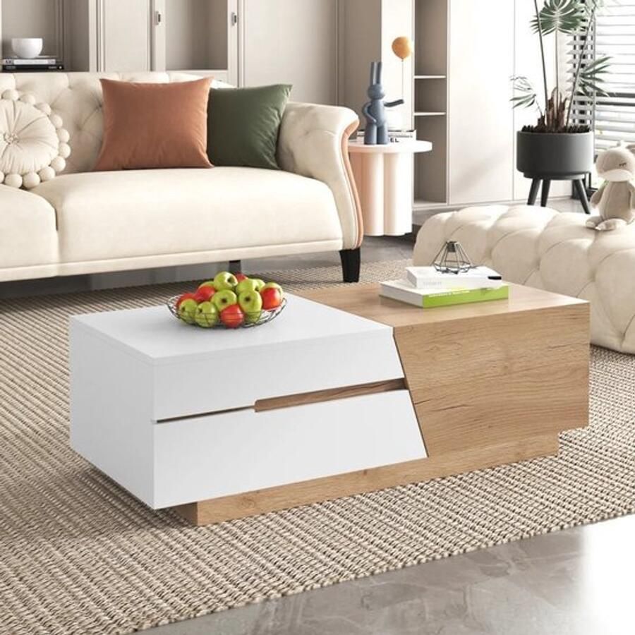 Gran VidaÂ Salontafel Inclusief Opbergvakken Uitschuifbaar Modern Design 120x50x38 cm