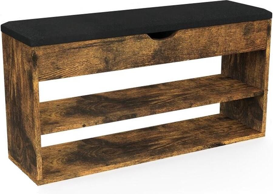 Gran VidaÂ Schoenenbank Modern Design Comfortabel Zitkussen EfficiÃnte Opbergruimte Zwart