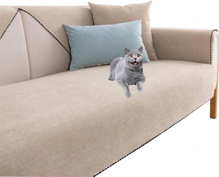 Grappige Fuzzy Hoek Antislip Bankhoes Waterdicht 1 2 3 4-zits Kaki 70x70cm