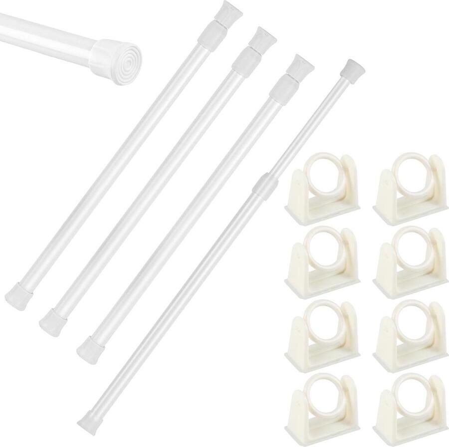 Green Harmony Telescopische Gordijnroede 33-50cm Vastklemmend Intrekbaar Douchegordijnstang Keukenkast Kledingstang Wit gordijnroede zonder boren 300cm