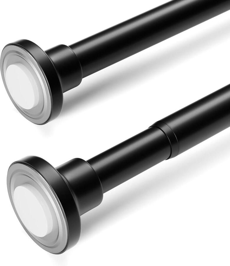 Green Harmony Uittrekbaar Douchegordijnstang Telescoopstang Klemstang Zwart Badkamer Raam Balkon Keuken Kledingkast gordijnroede zonder boren 300cm