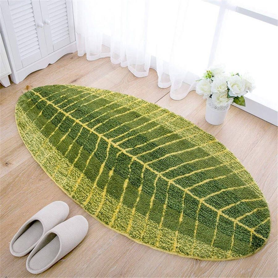 Green Leaf Zachte Antislip Badmat Douchemat Tapijt voor Badkamer Keuken Woonkamer Slaapkamer 45 x 120 cm