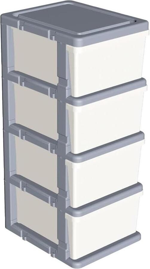 Grey Plastic 4 Storage Drawers Storage Drawer Cart Home Closet Bedroom Office Organization