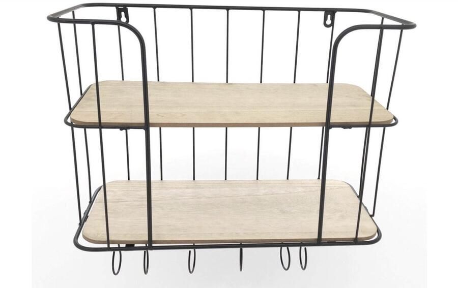 Grid wandrek met 6 haken 43x31x20 cm hangrek badkamerrek handdoekhouder