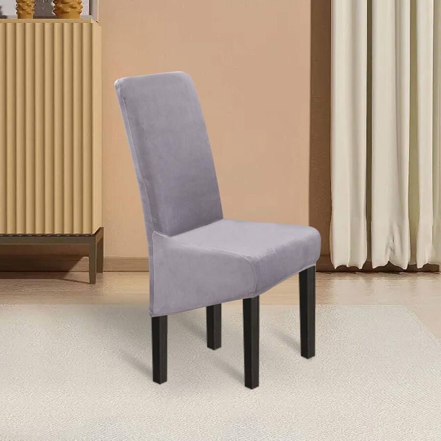 Grigio Argento Stoelhoezen XL set van 4 stuks stretch stoelhoezen schommelstoelen XL voor eetkamerstoelen spandex universele stoelbekleding grote eetkamerstoelen hotelbanket maat XL