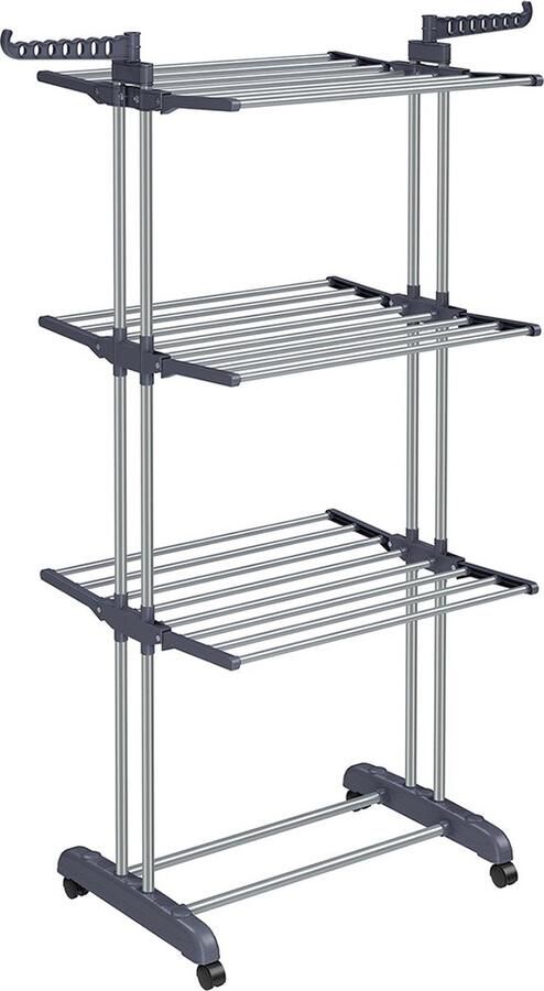 Rootz Living Rootz Grijs Droogrek Staal en Kunststof Ruimtebesparend ontwerp Opvouwbare standaard Grote droogcapaciteit 64 cm x 126 cm x 172 cm