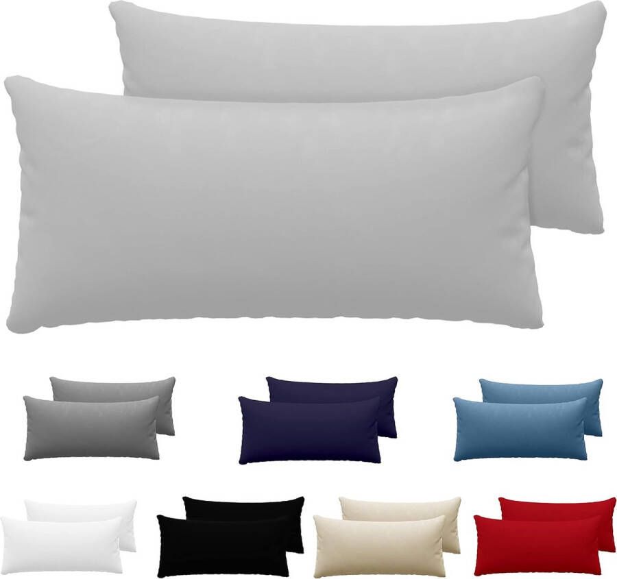 Grijs Katoen Voor Kussens 40 x 80 cm 100% Jersey Katoen Beddengoed Dubbel Bed Kussensloop Kussenbeschermer Bestendig en Hypoallergeen