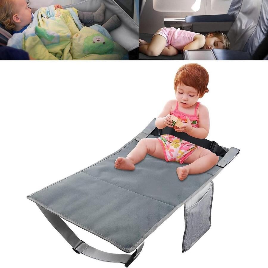 Grijs Kinderbed Draagbaar Reisbed voor Peuters Vliegtuig Gadgets Voetsteun voor Kinderen Zitverlenging 435 x 785 cm Kinderbed