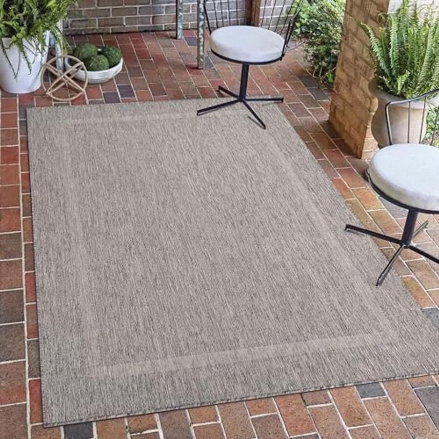 Grijs Monochroom Outdoor Tapijt voor Balkon Terras Keuken 140 x 200 cm