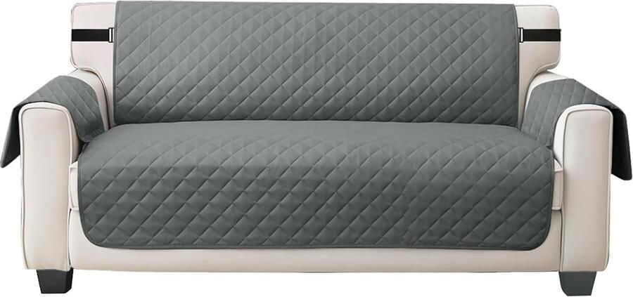 Grijs Omkeerbare bankhoes voor 3 kussens bank bankhoes voor honden wasbare waterbestendige meubelbeschermer bankhoes met elastische banden voor huisdier kat (bank grijs)-3-zits bankbeschermer antislip bankovertrek voor zitbank hoekbank L-vorm