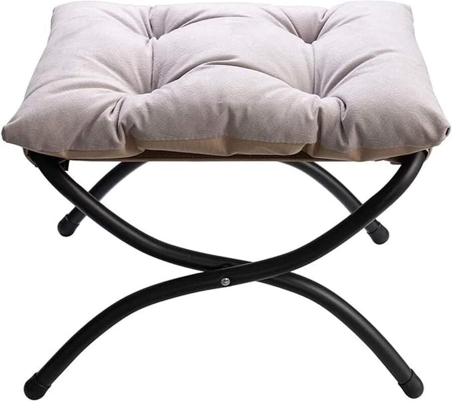Grijs opvouwbare voetenbank Metalen poten & stoffen zitvlak 47x36x36 cm