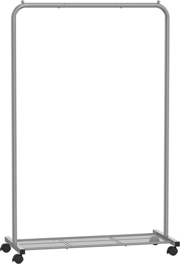 Rootz Living Rootz Grijs Stalen Kledingrek op Wielen Kledingrek Rollende Kledingkast Heavy Duty Draagbaar Ruimtebesparend 40 5 cm x 91 cm x 158 cm